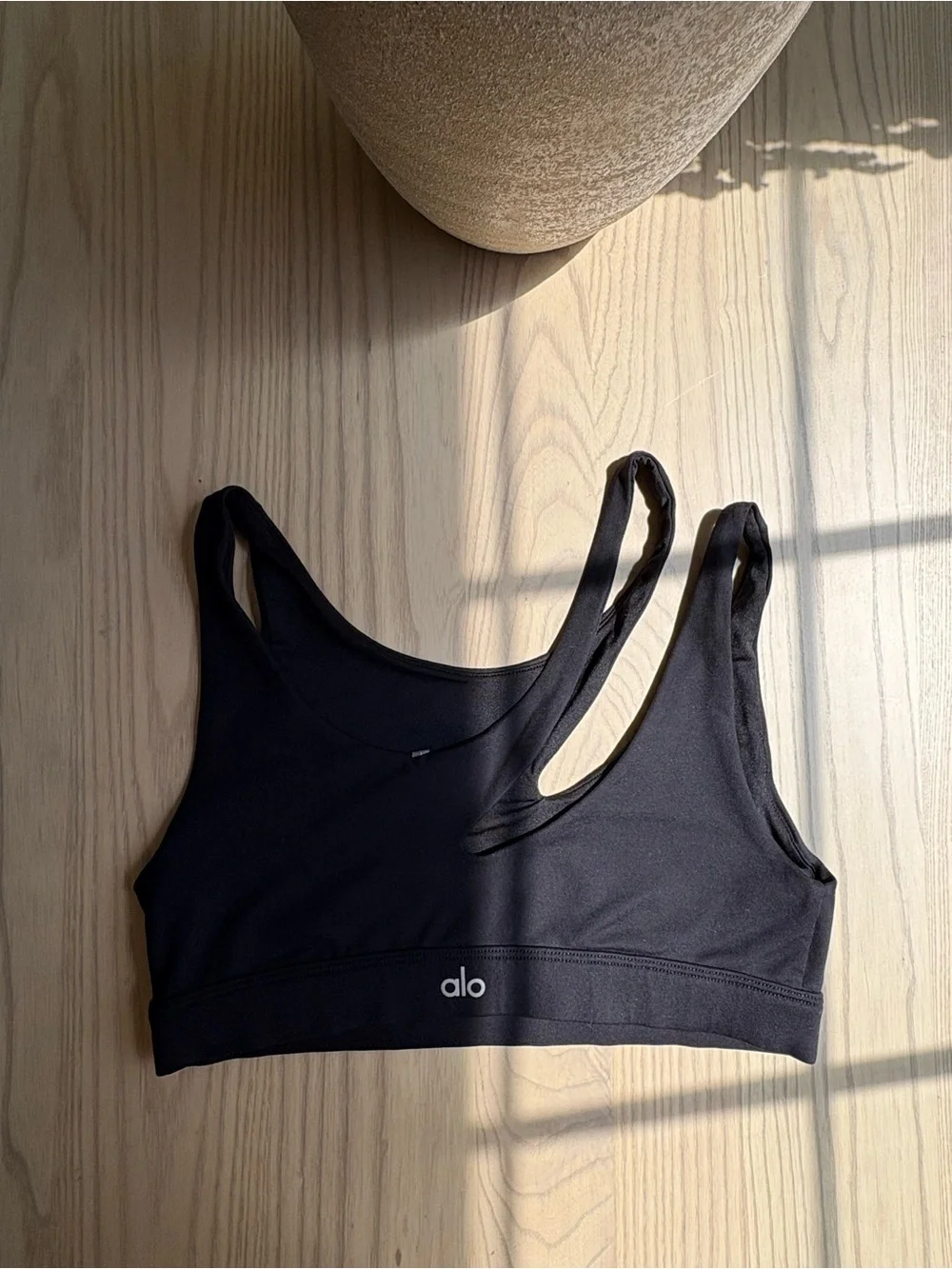 ALO Yoga Black Double-Strap Athletic Sports Bra